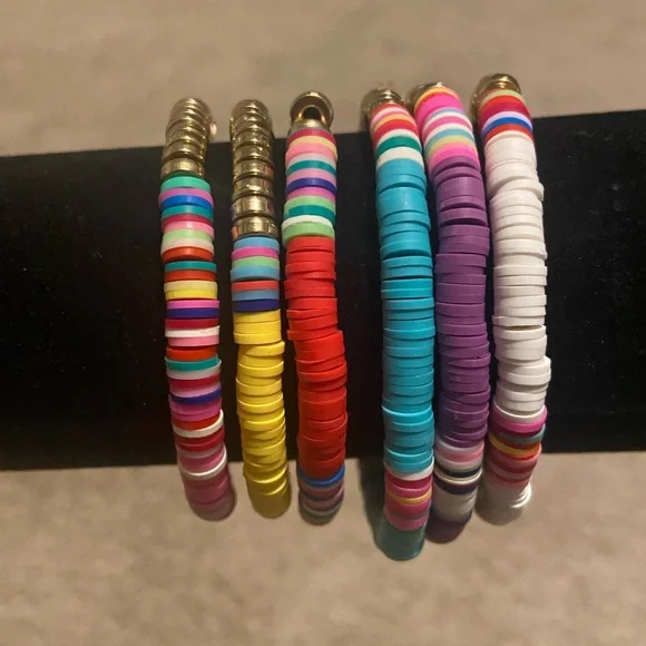 Handmade Polymer clay disc bead bracelet/anklet - Picture 3 of 3